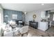 Cozy living room featuring stylish furniture, natural light, and seamless access to the modern kitchen at 4933 W 61St Ave, Arvada, CO 80003