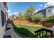 Serene backyard with a lush lawn, garden area, and privacy fence at 495 Bexley St, Highlands Ranch, CO 80126