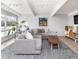 Inviting living room with a comfortable gray couch, a colorful art piece, and lots of natural light at 1321 S Edison Way, Denver, CO 80222