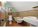 Vintage bathroom with clawfoot tub, pedestal sink, and natural light at 3337 Decatur St, Denver, CO 80211
