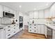 Beautiful modern kitchen with white cabinets, stainless steel appliances, granite countertops, and hardwood flooring at 7822 W Ottawa Pl, Littleton, CO 80128