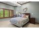 Relaxing bedroom with beautiful windows, wood shutters and decorative bed at 120 Silver Leaf Way, Castle Rock, CO 80108