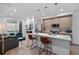 Open-concept kitchen featuring an island with seating, stainless appliances, and modern pendant lighting at 1930 Hooker St # 3, Denver, CO 80204