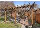 Inviting outdoor patio under a pergola with seating, surrounded by lush greenery at 3540 Vrain St, Denver, CO 80212