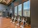 Brightly lit workout room with stationary bikes and weights with large windows and tall ceilings at 21701 E 50Th Dr, Aurora, CO 80019