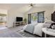 Serene bedroom with a vaulted ceiling, plush carpet, and large window, offering a relaxing retreat at 15976 Quarry Hill Dr, Parker, CO 80134