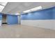 Large unfinished basement with blue walls providing a spacious area ready for customization at 1091 E Pinewood Ave, Centennial, CO 80121