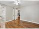 Spacious bedroom with hardwood floors, walk in closet and access to bathroom at 2047 S Milwaukee St # 4, Denver, CO 80210