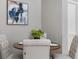 Close up of dining room area featuring neutral decor, wood flooring, and updated light fixtures at 2047 S Milwaukee St # 4, Denver, CO 80210