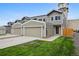 Modern two-story townhome with attached garage and landscaped lawn at 5232 Columbine Ln, Denver, CO 80221