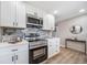 A pristine kitchen with white cabinets, sleek stainless-steel appliances, and stylish backsplash at 7150 Beach St, Westminster, CO 80030
