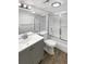 Modern bathroom featuring a shower over bath and updated vanity and sink at 6731 S Ivy Way # B4, Centennial, CO 80112