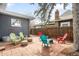 Charming backyard featuring a brick patio and colorful Adirondack chairs for outdoor relaxation at 4824 Knox Ct, Denver, CO 80221
