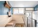 Charming entryway with blue accent wall, white wainscoting, and decorative stained glass at 4824 Knox Ct, Denver, CO 80221