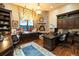Cozy office with fireplace, window seat and wooden desks at 3120 Bears Den Dr, Sedalia, CO 80135