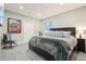 Cozy bedroom with a comfortable bed, soft carpet, and a decorative chair at 23696 E Del Norte Pl, Aurora, CO 80016