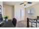 Bedroom features carpeted floors, a window with blinds, and a closet at 25126 E Bayaud Pl, Aurora, CO 80018