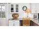 Kitchen nook with granite countertop, white cabinets and subway tile at 7189 S Kline St, Littleton, CO 80127