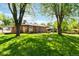 Spacious backyard featuring a well-maintained lawn and mature trees at 6314 Brooks Dr, Arvada, CO 80004
