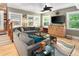 Comfortable living room with sectional sofa, wood floors and lots of natural light at 1121 S Williams St, Denver, CO 80210