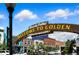 Charming 'Welcome To Golden' sign with a view of the town's historic buildings under a clear blue sky at 409 Lookout View Dr, Golden, CO 80401