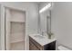Well lit bathroom featuring a mirror, sink and a closet at 1231 Newton St, Denver, CO 80204