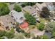 An aerial view showcasing the home's backyard, complemented by mature trees and outdoor space perfect for entertaining guests at 1020 10Th St, Boulder, CO 80302