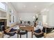 Well-lit living room with hardwood floors, fireplace, and a neutral color scheme at 1653 Gore Dr, Larkspur, CO 80118