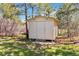 Simple storage shed exterior with a solid door and functional design nestled among trees at 1653 Gore Dr, Larkspur, CO 80118