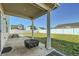 View of covered patio and fenced backyard with picnic table and fire pit at 529 Beckwourth, Fort Lupton, CO 80621