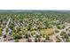 Aerial view of neighborhood with mature trees, parks, and a lake in the distance at 4571 S Memphis St, Aurora, CO 80015