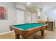 Finished basement area with pool table, mini-fridge, sink and neutral paint at 7701 Rollins Dr, Larkspur, CO 80118