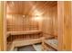 Beautiful wood sauna features built in benches and temperature controls at 2500 E Cherry Creek South Dr # 116, Denver, CO 80209