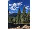 Picturesque mountain view framed by lush pine trees and a beautiful blue sky, on land ready for a home at 33884 Bergen View Trl, Evergreen, CO 80439