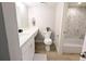 A full bathroom, with vanity, toilet, and tub-shower combination at 14006 E Stanford Cir # K08, Aurora, CO 80015