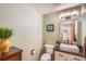 Charming powder room featuring vessel sink, dark granite countertop and decorative mirror at 10762 W 54Th Pl, Arvada, CO 80002