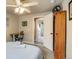 Comfortable bedroom with desk and bookcase at 120 S Pennsylvania St # 302, Denver, CO 80209
