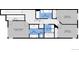 Upstairs floor plan showcases primary bedroom, two additional bedrooms and bathrooms at 12738 Boggs St, Parker, CO 80134