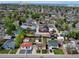 Overhead view of a suburban neighborhood shows the layout of homes, streets, and greenery within the community at 2235 W 46Th Ave, Denver, CO 80211