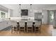 Spacious kitchen with stainless steel appliances, a center island with seating, and modern white cabinets at 5698 Green Oaks Dr, Greenwood Village, CO 80121