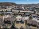 A birds eye view of the residence, featuring a spacious backyard, nestled in a quiet residential neighborhood at 2159 Beacham Dr, Castle Rock, CO 80104