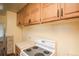 Kitchen featuring upper cabinets and an electric range, awaiting modern upgrades and personalization at 1195 Boston St, Aurora, CO 80010