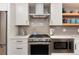 Modern kitchen featuring stainless steel appliances, white cabinetry, stylish backsplash, and ample counter space at 2136 S Josephine St, Denver, CO 80210