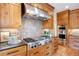 Gourmet kitchen featuring stainless steel appliances, stone countertops and custom cabinets at 913 Alkire Ct, Golden, CO 80401