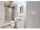 Basement bathroom with tiled floor and shower at 1229 Berganot Trl, Castle Pines, CO 80108