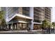 Modern high-rise building showcasing clean lines and inviting ground-level storefront with pedestrian activity at 525 18Th St # 1201, Denver, CO 80202