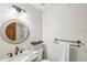 Cozy half bathroom features modern fixtures, granite countertops, and neutral paint at 2043 E Nichols Dr, Centennial, CO 80122