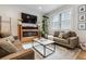 Comfortable living room featuring a fireplace, TV, and ample seating for relaxation at 5423 S Prince St # B, Littleton, CO 80120