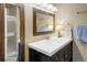 Bathroom featuring a modern vanity, a framed mirror, and a glass-enclosed shower at 4820 W 125Th Ave, Broomfield, CO 80020