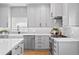 Contemporary kitchen featuring gray cabinets, stainless steel appliances, and a stylish design at 4045 E 18Th Ave, Denver, CO 80220